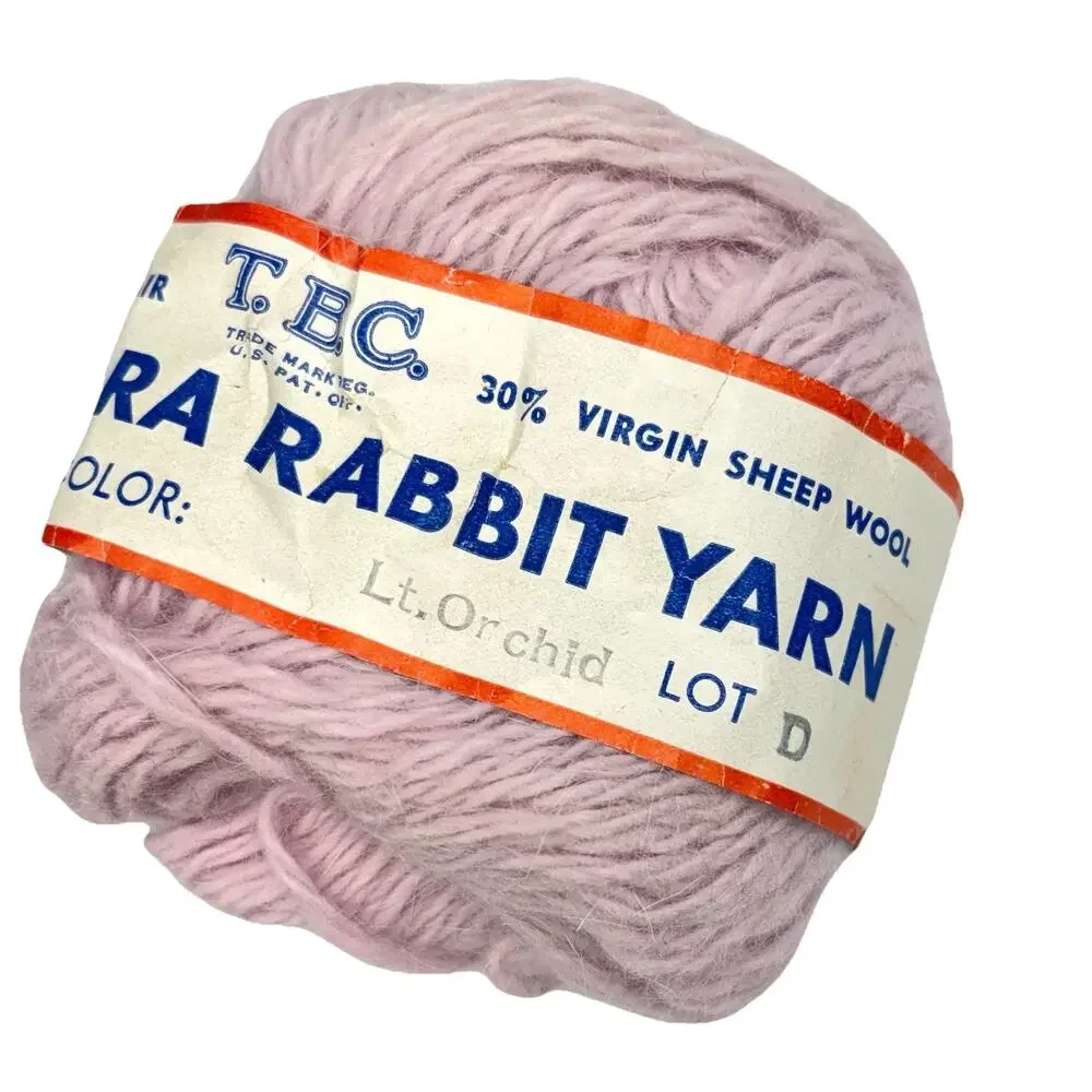 VTG Rare TBC Angora Rabbit Virgin Sheep Wool 70/30 Light Orchid Yarn 11 Skeins